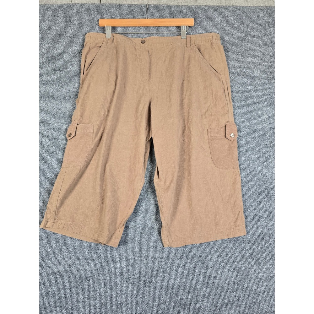 White Stag Womens Khaki Cargo Capris Size XL 16 18 Cotton Blend Lightweight